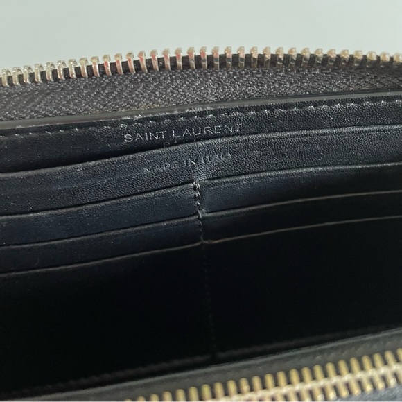 YSL Love Patch Black Leather Zip Around Wallet - Picture 8 of 10